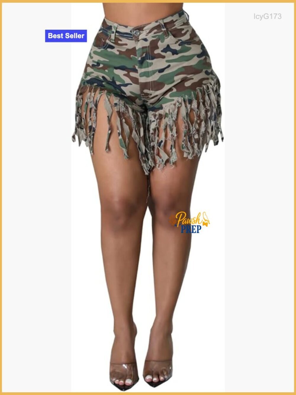 Frayed Raw Hem High Waisted Ripped Denim Shorts with 5 Pockets